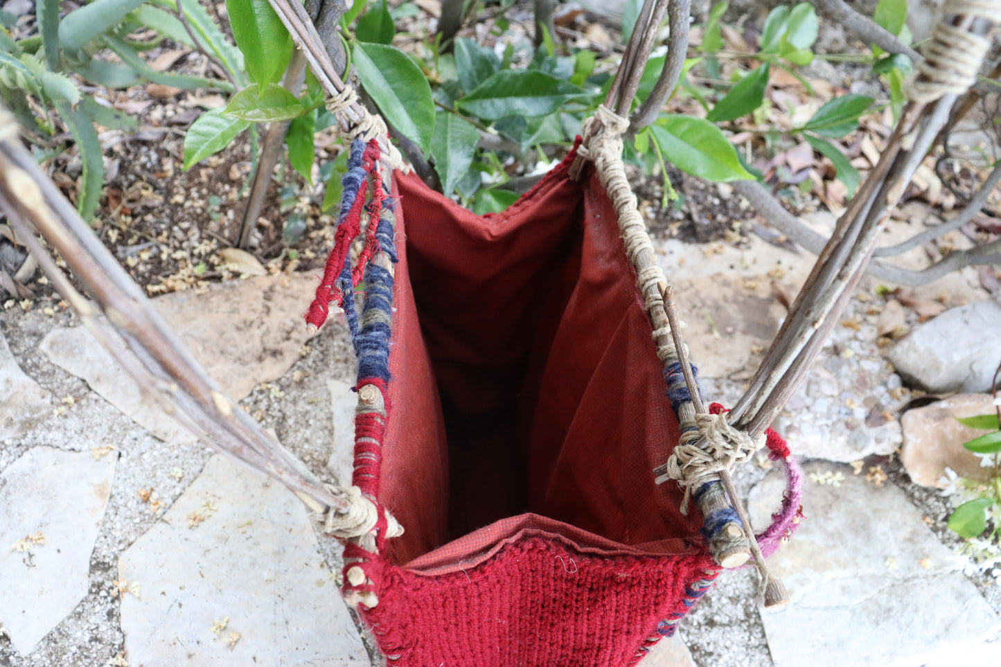 Woven Tote, Olive Wood Frame