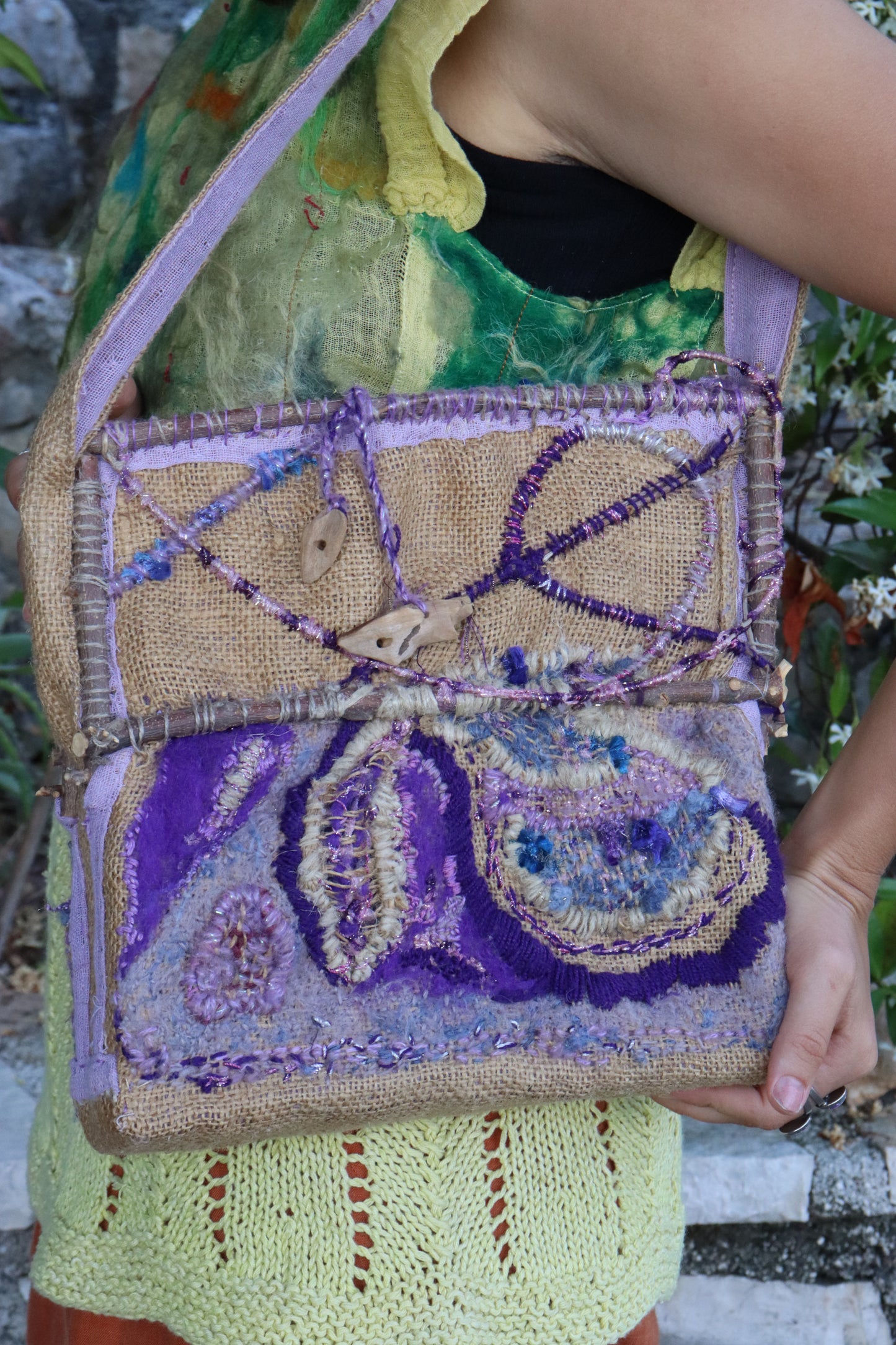 Jute Shoulder Bag, Lavender