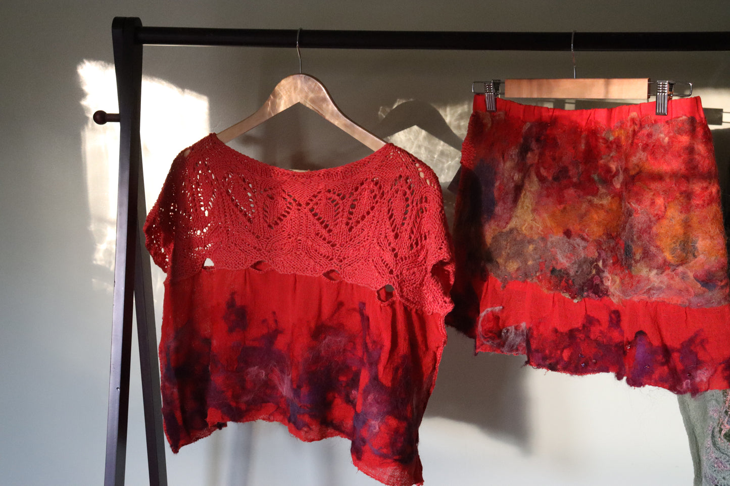 Felted Mini Skirt, Red