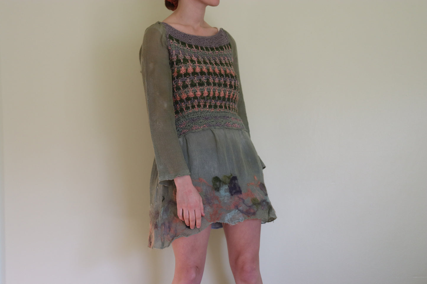 Long-Sleeve Dress, Green