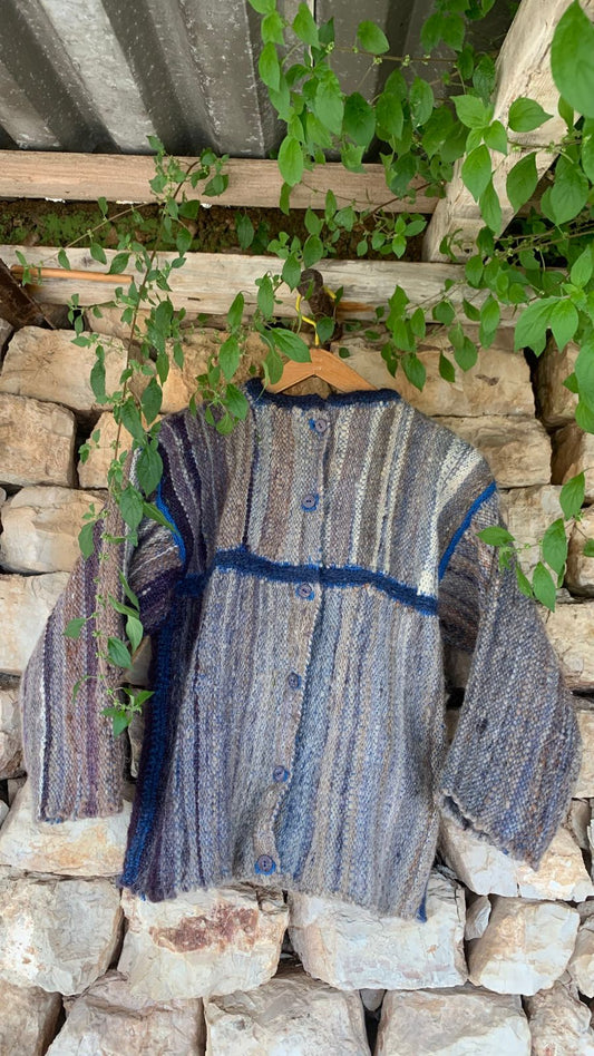 Hand-Woven Jacket, Grey & Purple