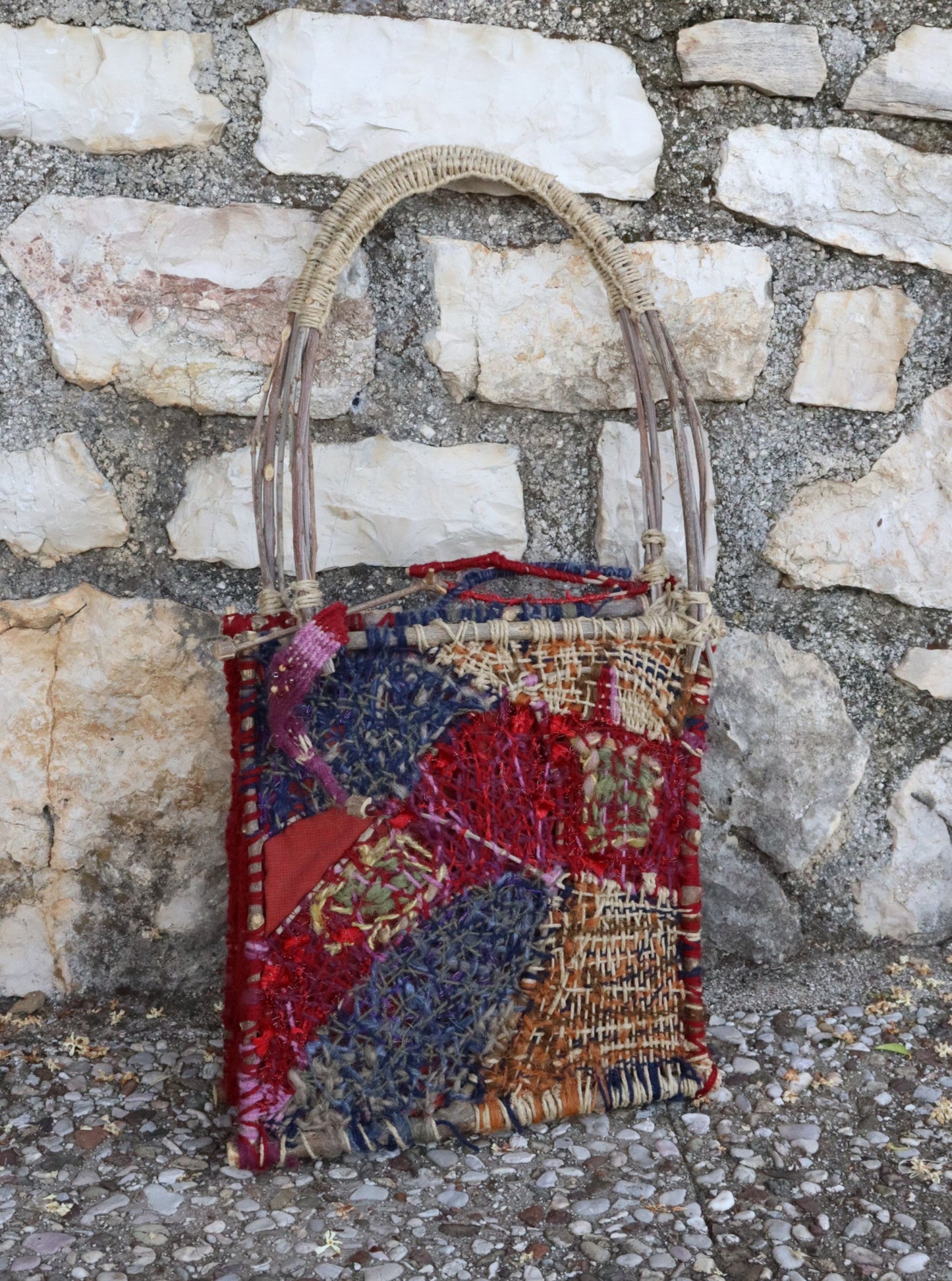 Woven Tote, Olive Wood Frame