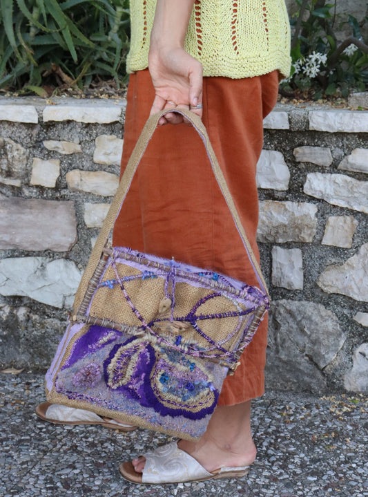 Jute Shoulder Bag, Lavender
