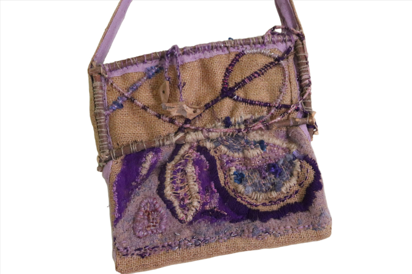 Jute Shoulder Bag, Lavender