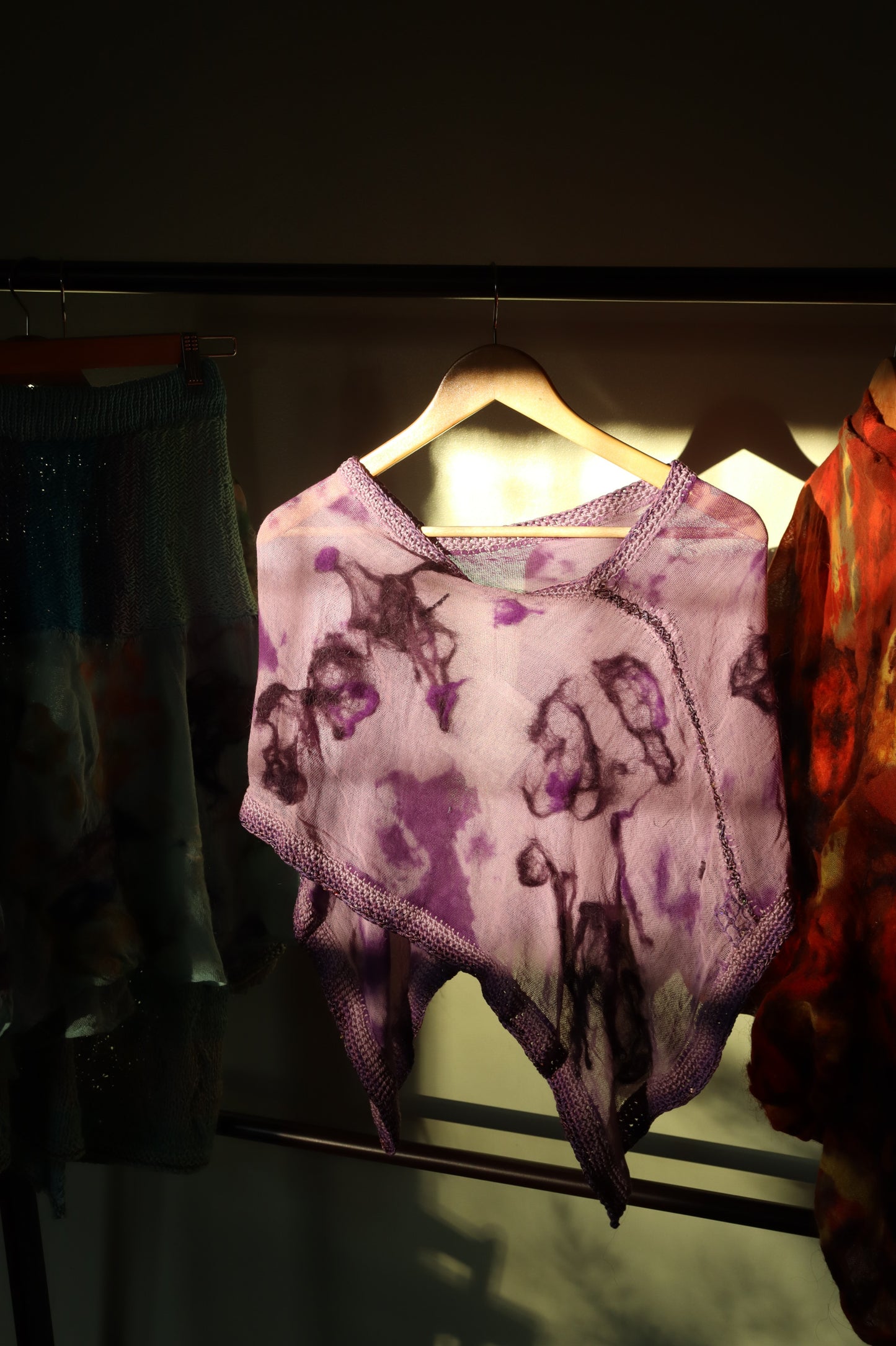 Felted Summer Poncho, Purple