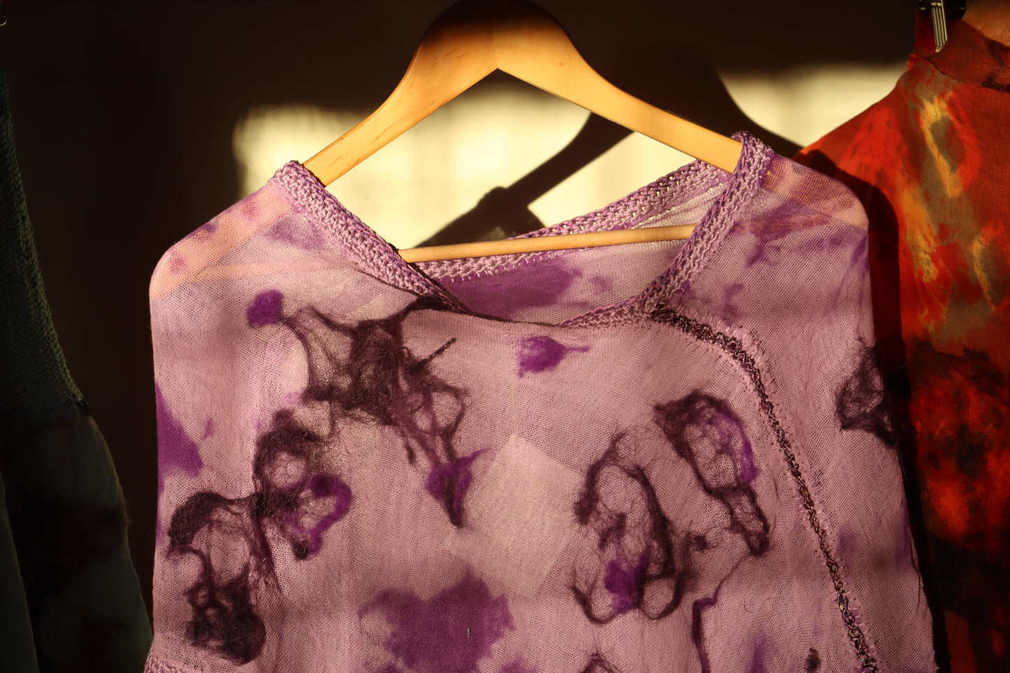 Felted Summer Poncho, Purple