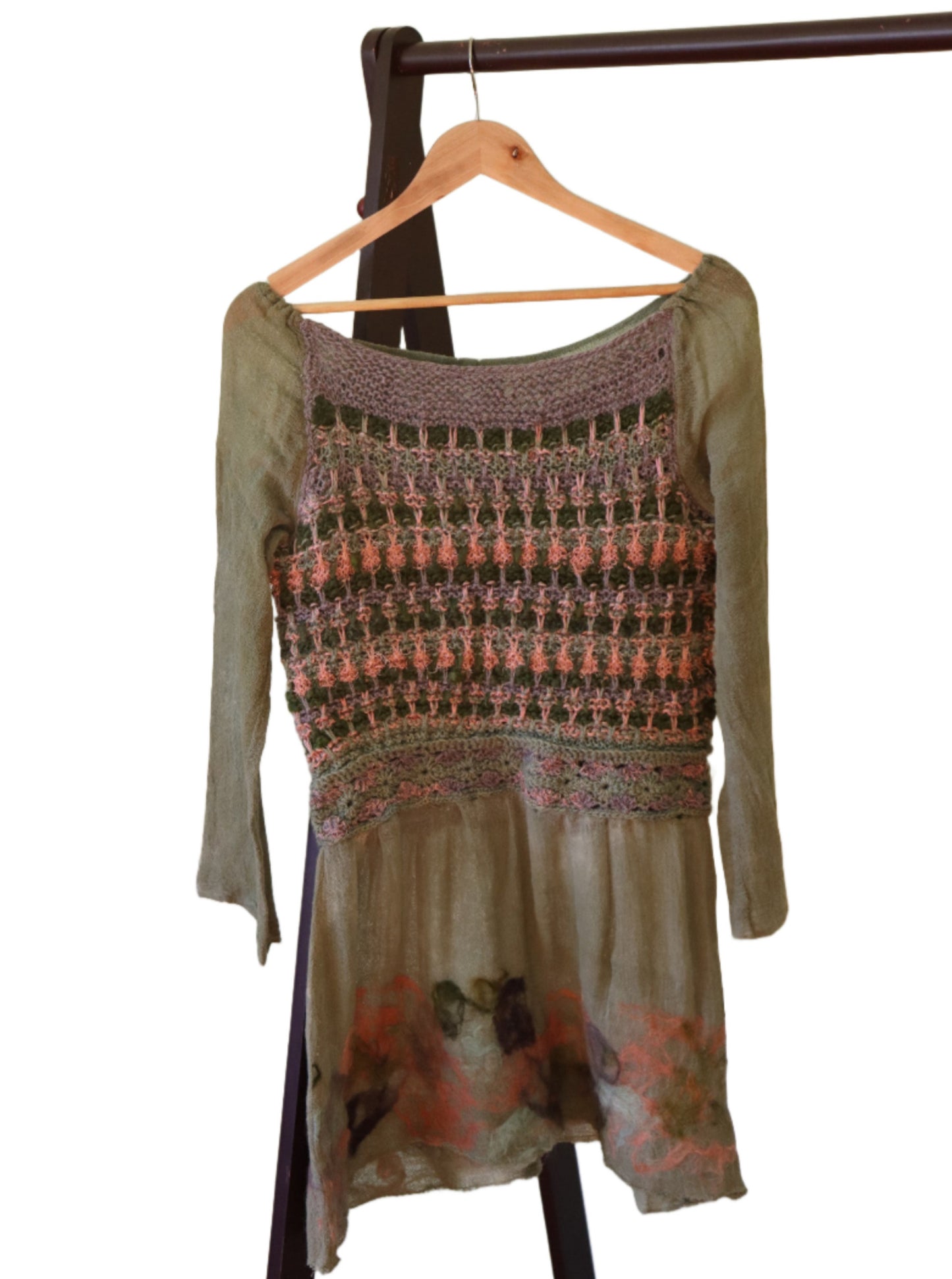 Long-Sleeve Dress, Green