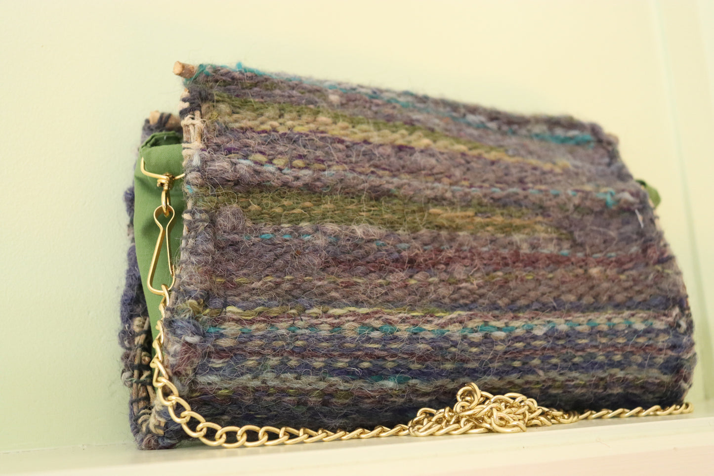 Woven Shoulder Bag, Olive Wood Frame