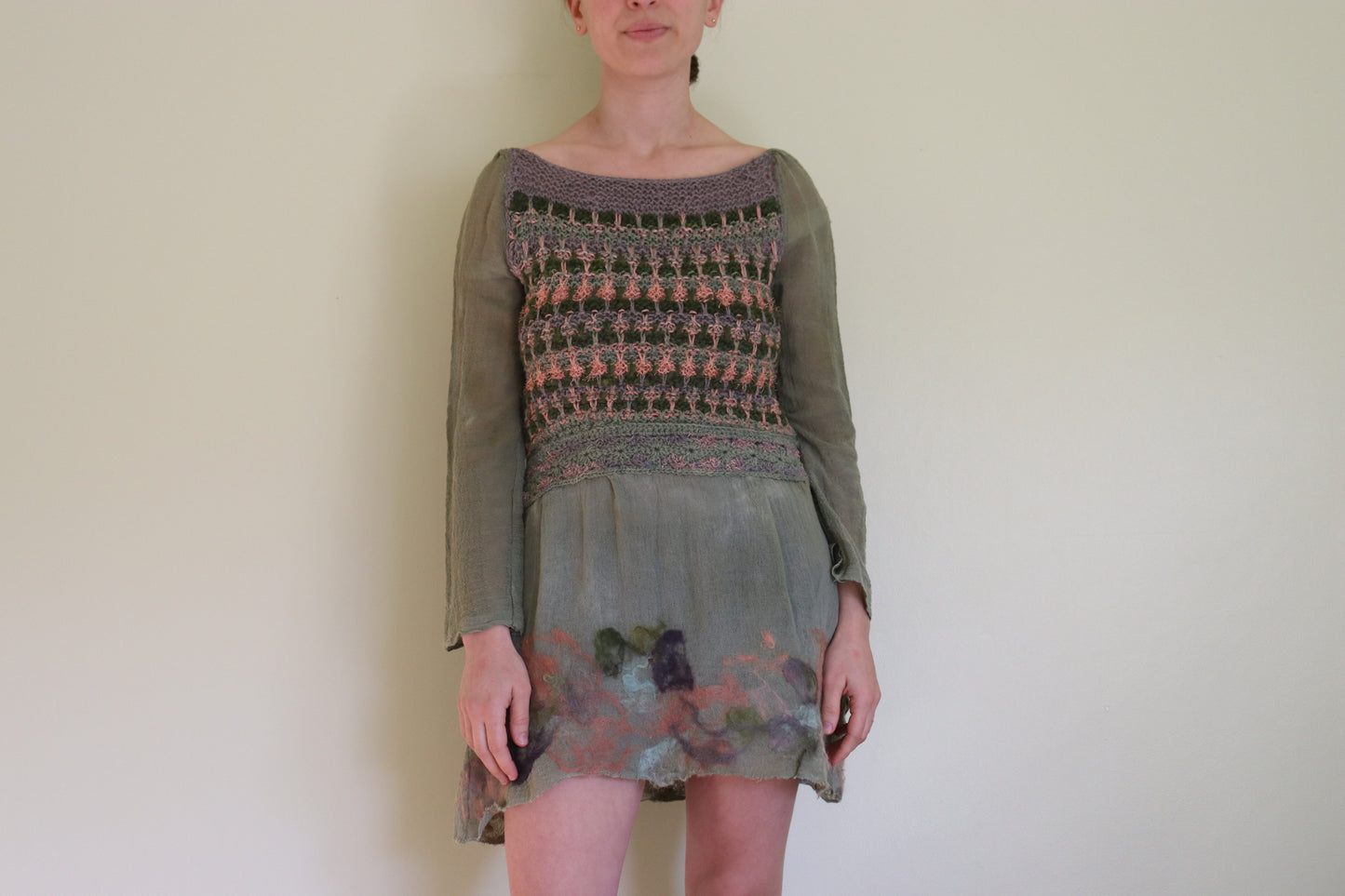 Long-Sleeve Dress, Green