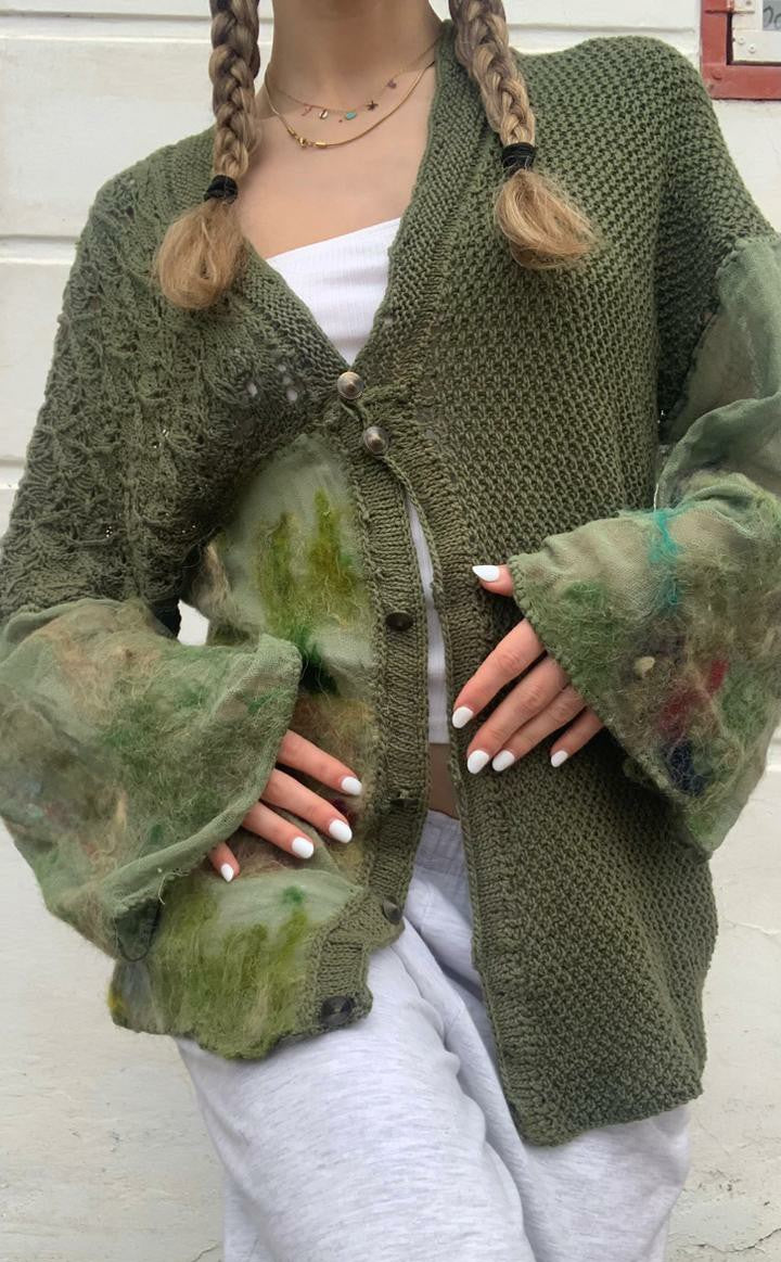 Oversized Cardigan, Green