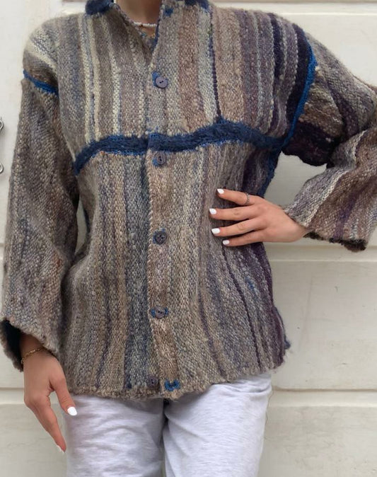 Hand-Woven Jacket, Grey & Purple
